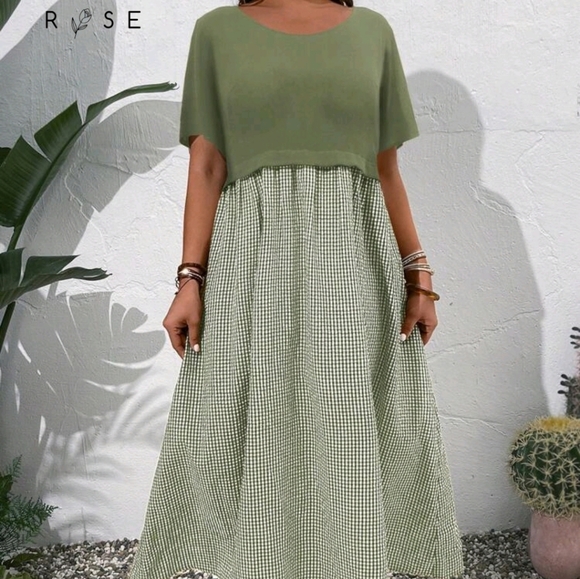 Emery Rose Dresses & Skirts - Emery Rose Green Plaid Dress Plus Size 1XL